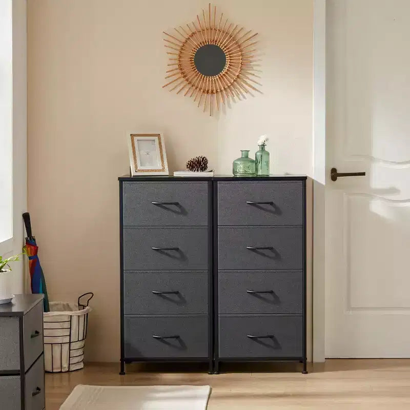 Cassettiera a 5 cassetti con struttura in metallo e piano in legno, nero/grigio/bianco, per età 10+