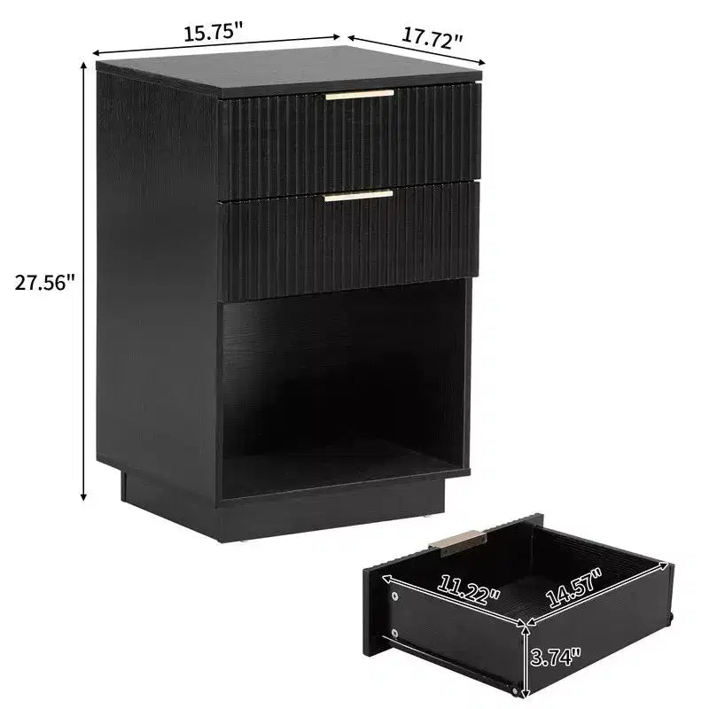 Comodino a 1 cassetto, nero, singolo