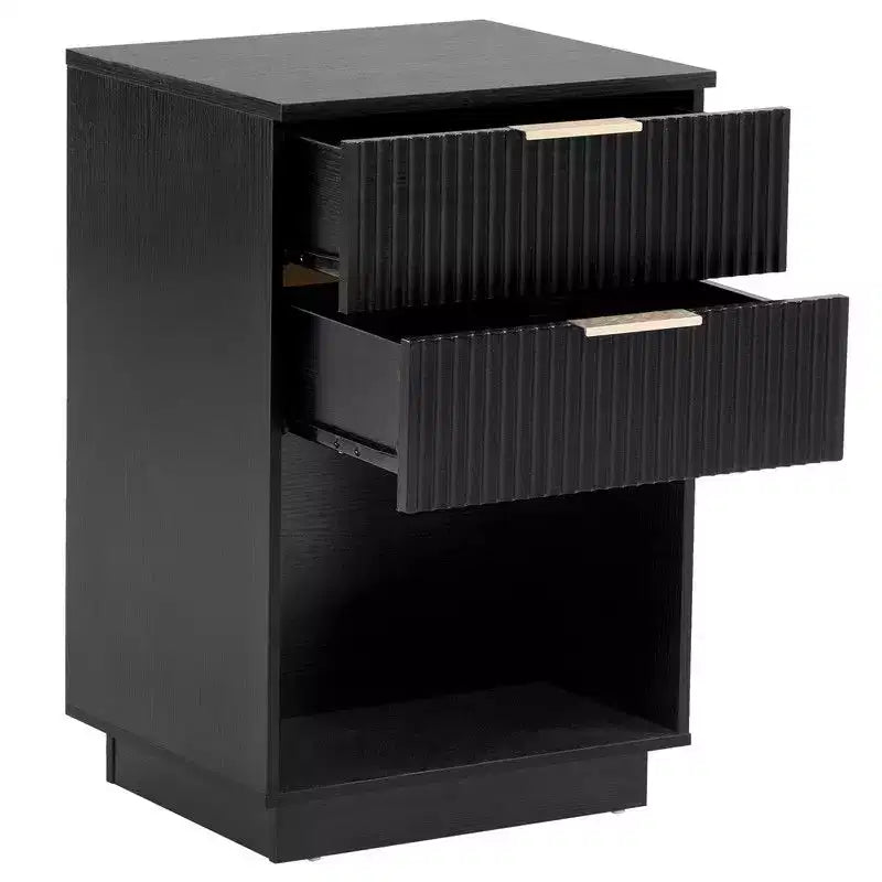 Comodino a 1 cassetto, nero, singolo