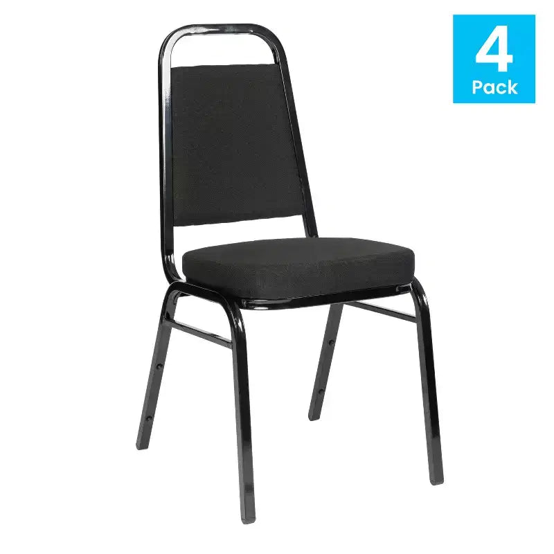Sedia da banchetto impilabile con schienale trapezoidale imbottito nero (confezione da 4) (posti a sedere 4)
