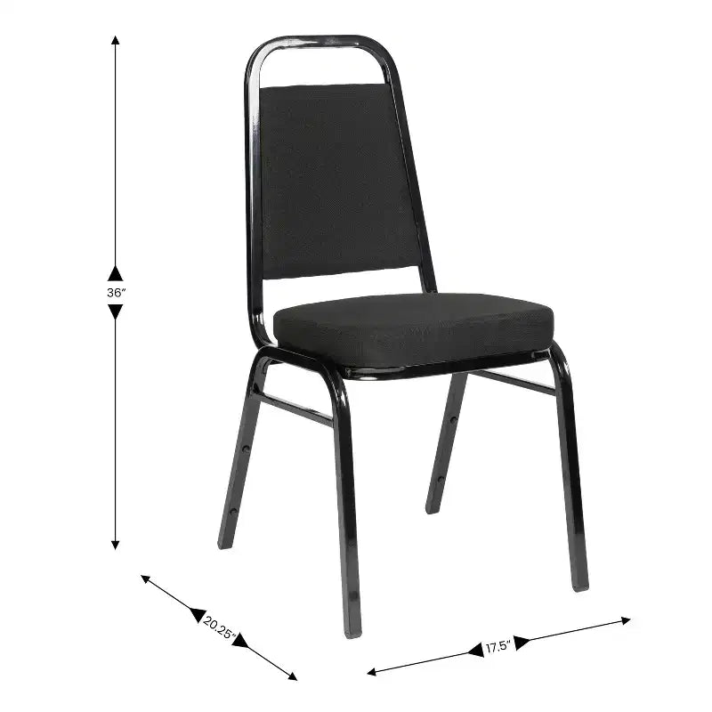 Sedia da banchetto impilabile con schienale trapezoidale imbottito nero (confezione da 4) (posti a sedere 4)