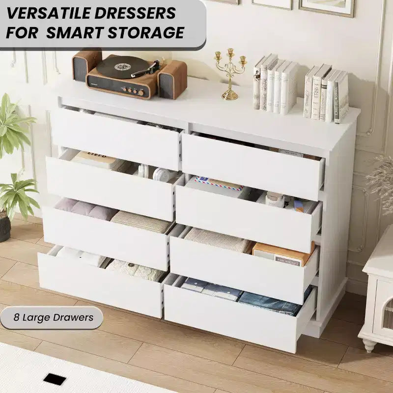 Cassettiera a 8 cassetti, stile moderno, utente singolo (Rovere Nero / Bianco / Rovere Vintage)