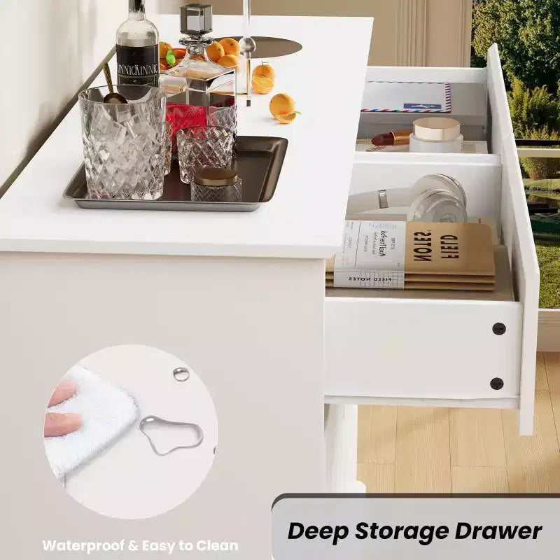 Cassettiera a 8 cassetti, stile moderno, utente singolo (Rovere Nero / Bianco / Rovere Vintage)