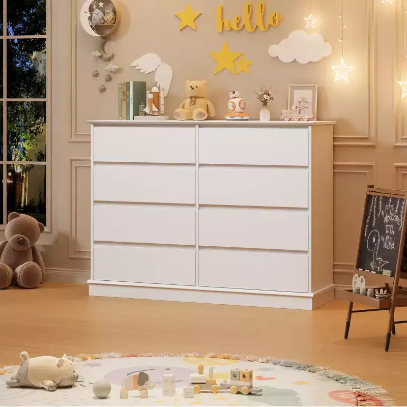 Cassettiera a 8 cassetti, stile moderno, utente singolo (Rovere Nero / Bianco / Rovere Vintage)