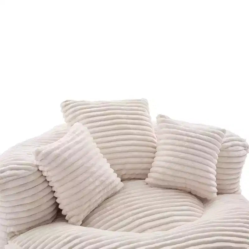 Poltrona sacco in velluto a coste oversize con 3 cuscini e braccioli, schienale alto, sedile singolo, colori multipli