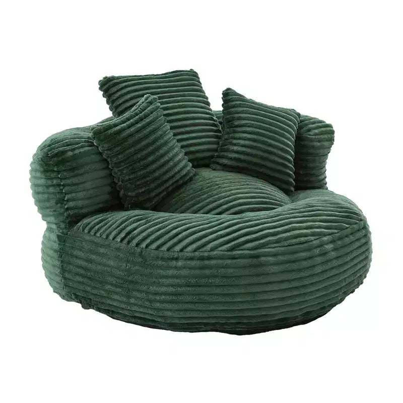 Poltrona sacco in velluto a coste oversize con 3 cuscini e braccioli, schienale alto, sedile singolo, colori multipli