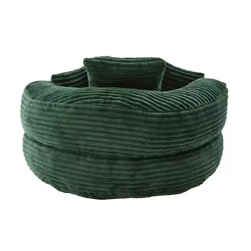Poltrona sacco in velluto a coste oversize con 3 cuscini e braccioli, schienale alto, sedile singolo, colori multipli