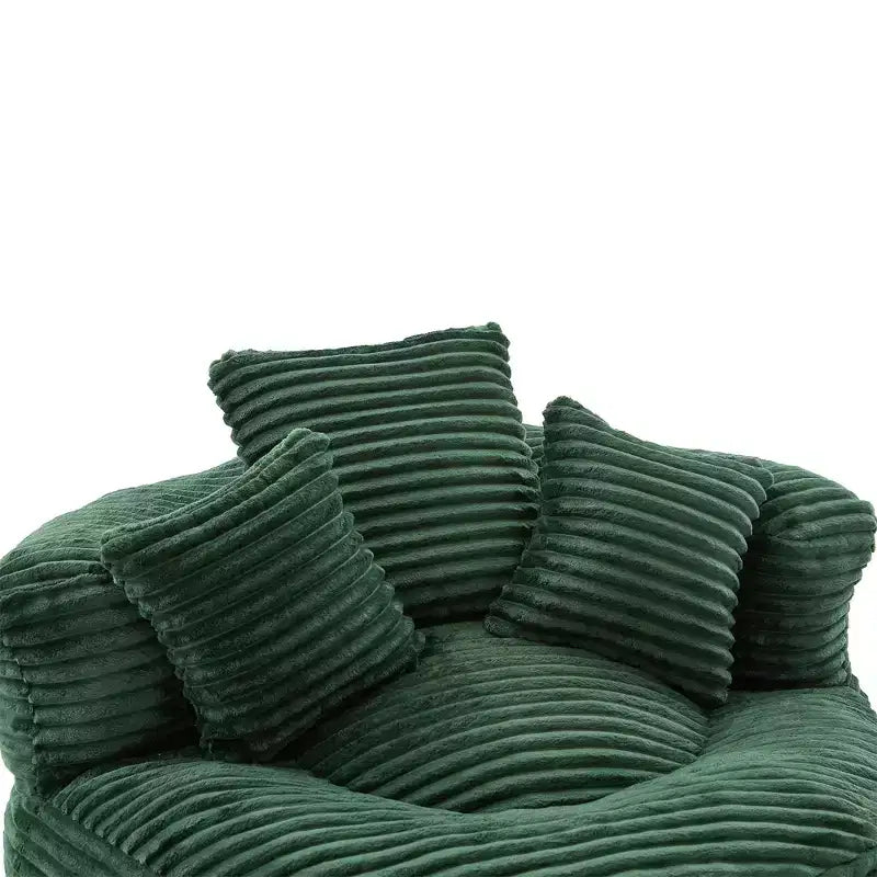 Poltrona sacco in velluto a coste oversize con 3 cuscini e braccioli, schienale alto, sedile singolo, colori multipli