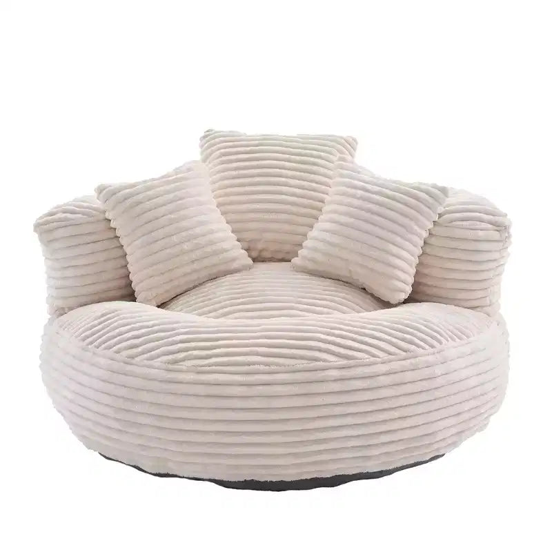 Poltrona sacco in velluto a coste oversize con 3 cuscini e braccioli, schienale alto, sedile singolo, colori multipli