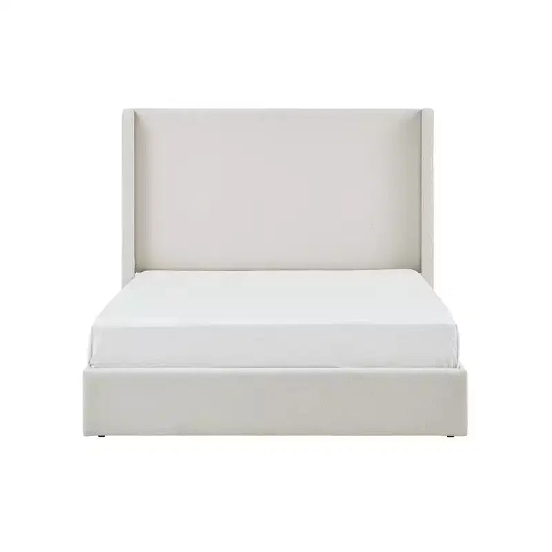 Letto king-size imbottito con testiera ad ali, con base a piattaforma per 2 adulti