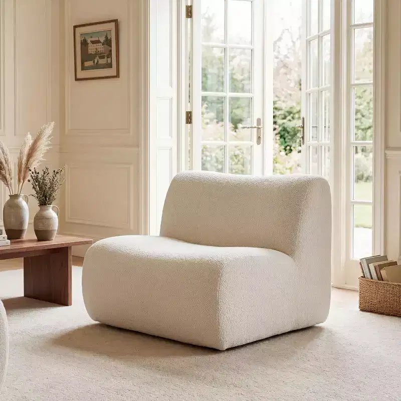 Poltrona modulare senza braccioli con cuscino in schiuma, beige/arancione, 1 posto