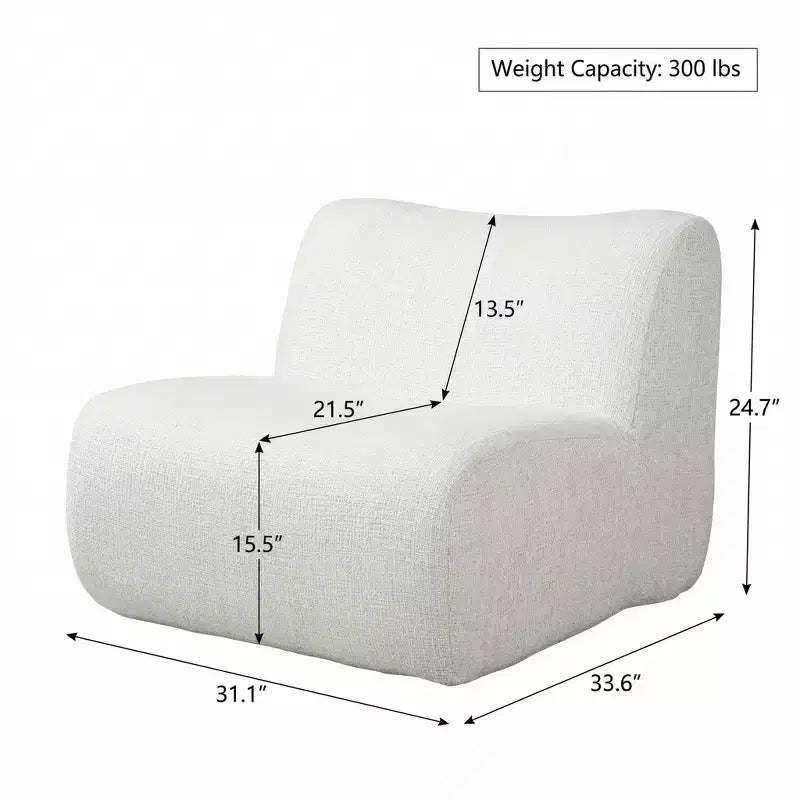 Poltrona modulare senza braccioli con cuscino in schiuma, beige/arancione, 1 posto