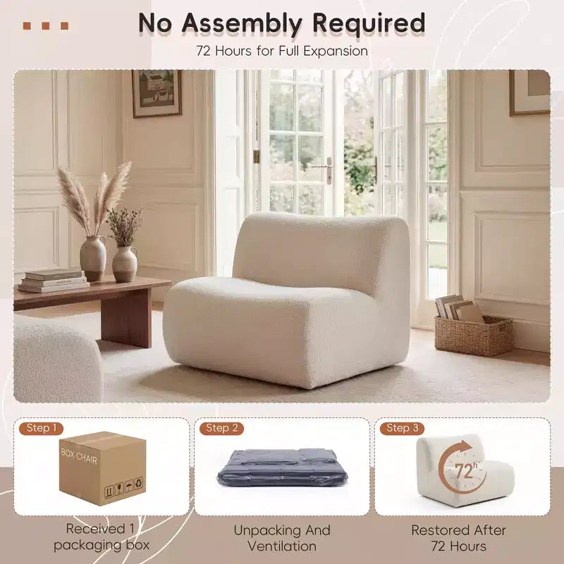 Poltrona modulare senza braccioli con cuscino in schiuma, beige/arancione, 1 posto