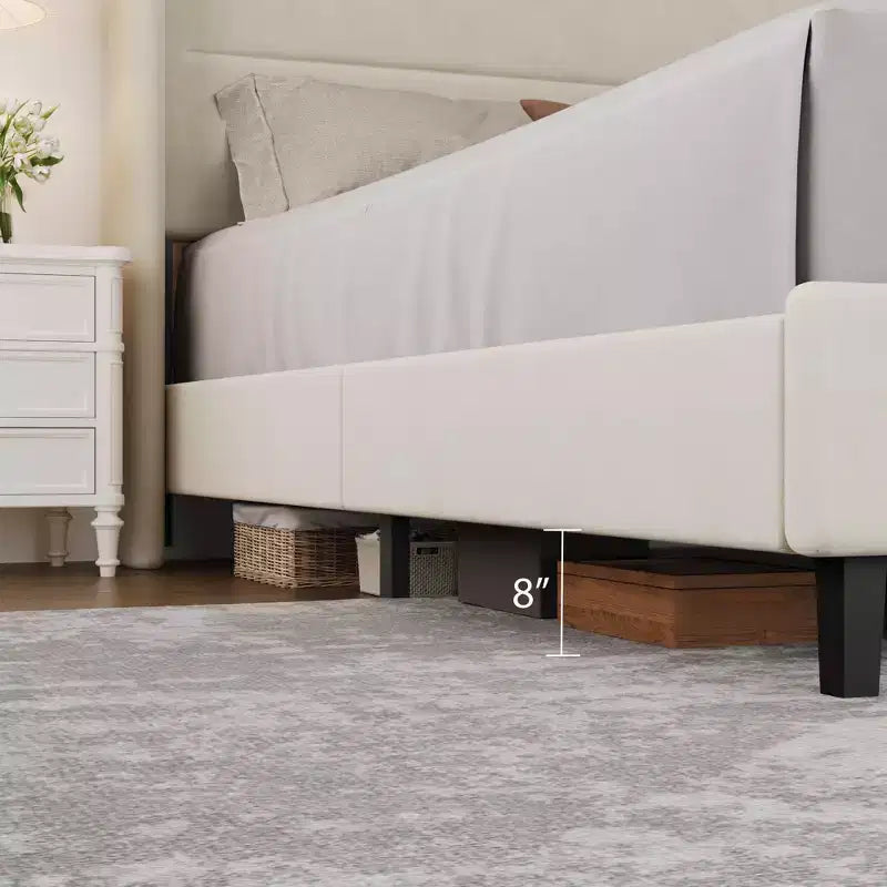 Struttura letto imbottita in velluto con testiera ad ali e doghe in legno – Twin/Full/Queen/King, vari colori