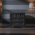 Royal Hampton Kizie Nightstand, 3 Drawers, USB A-C, Weathered Black Wood, 28 Inch