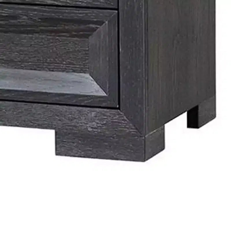 Comodino in Legno Nero con 3 Cassetti e Porte USB A e C, 1 Persona