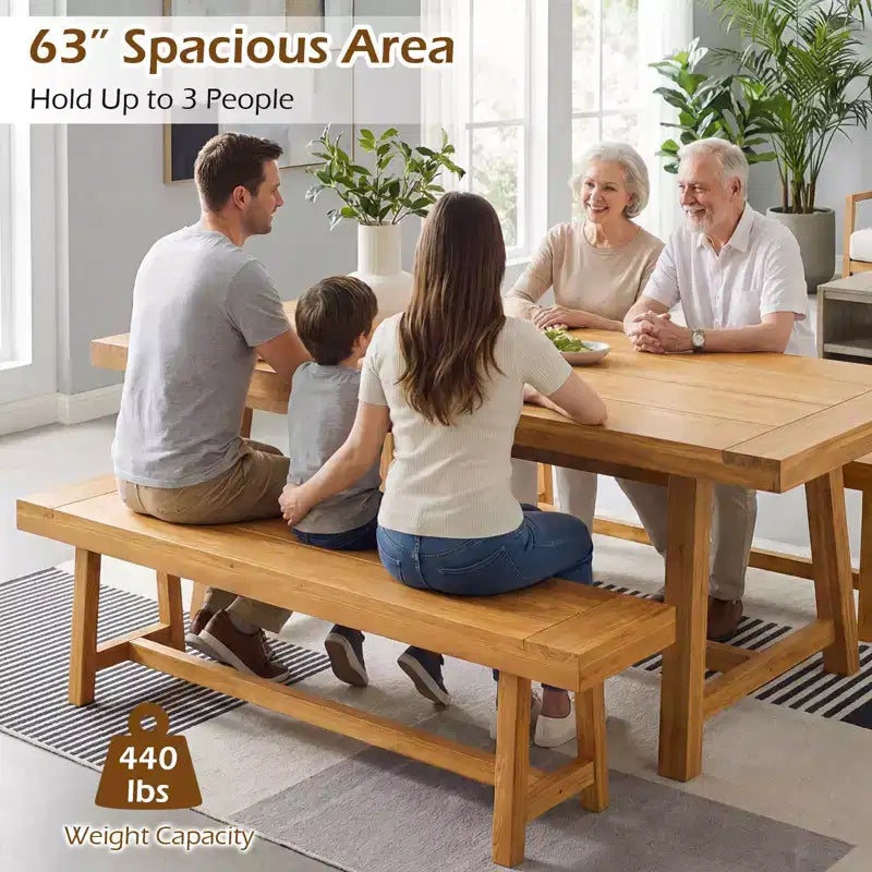 Panca in legno massello di teak naturale, 3 posti