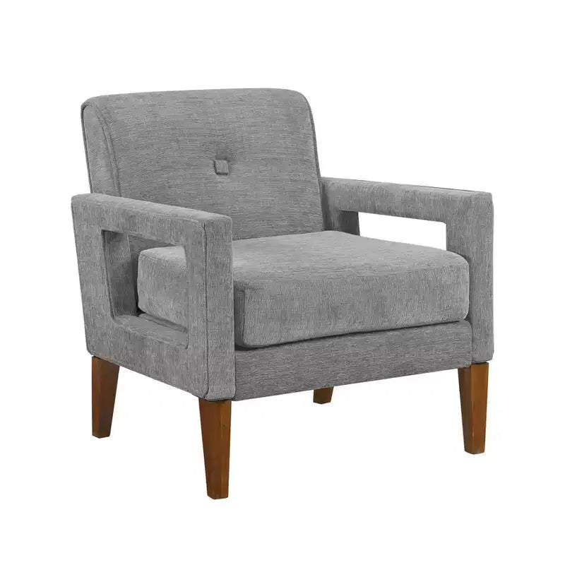 Poltrona imbottita in ciniglia con cuscino rimovibile, Beige/Grigio, 1 posto