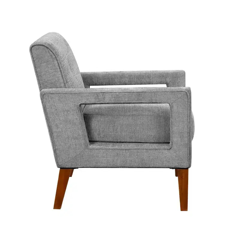 Poltrona imbottita in ciniglia con cuscino rimovibile, Beige/Grigio, 1 posto