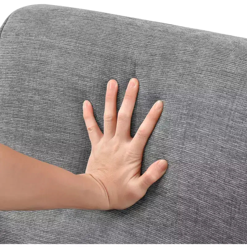 Poltrona imbottita in ciniglia con cuscino rimovibile, Beige/Grigio, 1 posto