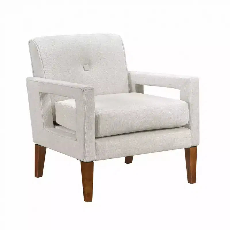 Poltrona imbottita in ciniglia con cuscino rimovibile, Beige/Grigio, 1 posto