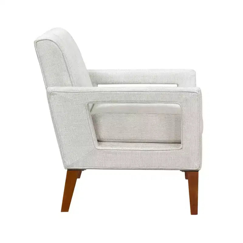 Poltrona imbottita in ciniglia con cuscino rimovibile, Beige/Grigio, 1 posto