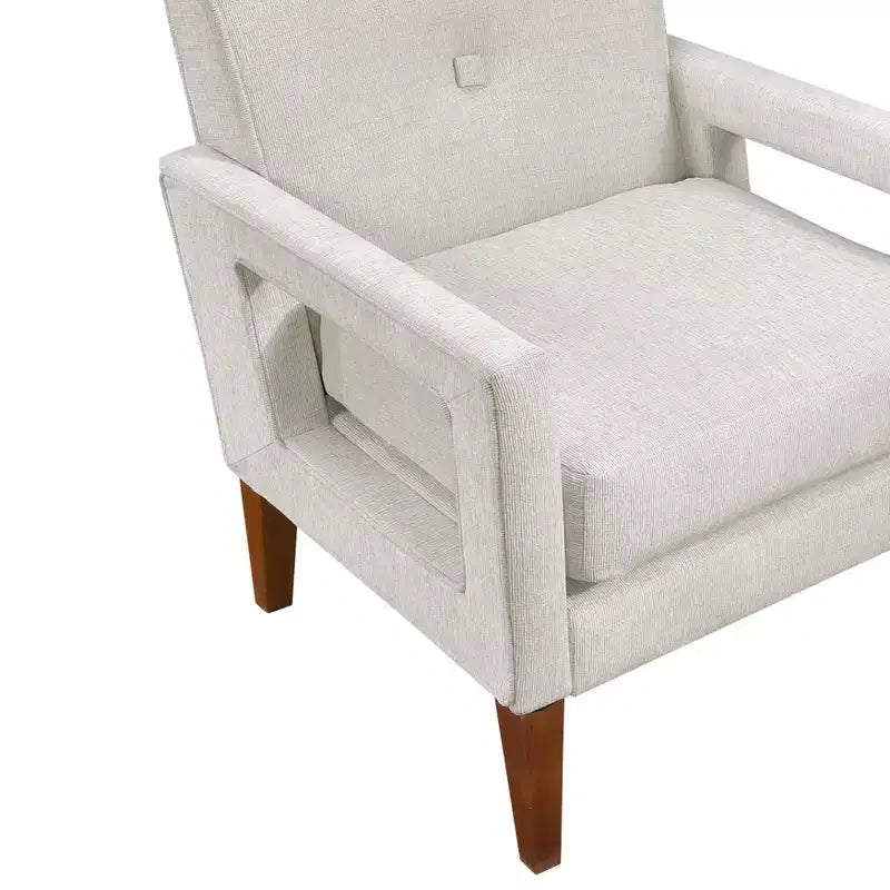Poltrona imbottita in ciniglia con cuscino rimovibile, Beige/Grigio, 1 posto