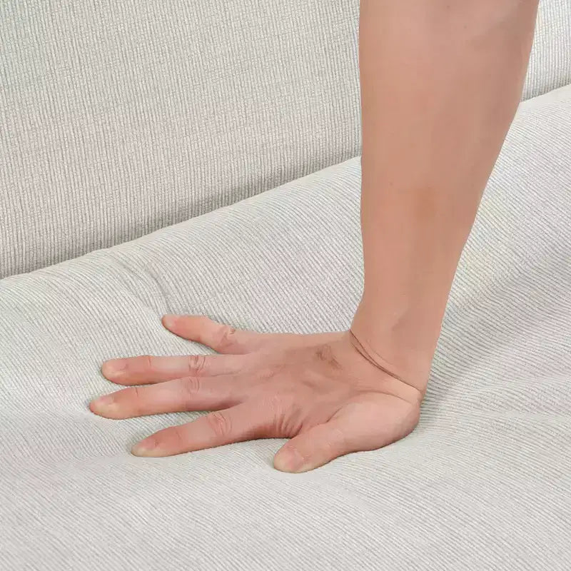 Poltrona imbottita in ciniglia con cuscino rimovibile, Beige/Grigio, 1 posto