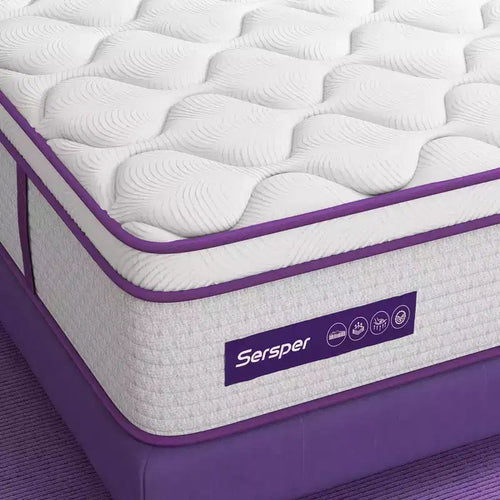 Sersper 12 Euro Top Memory Foam Spring Hybrid Mattress - Compatible with Platform Bed, Box Spring, or Slat Base
