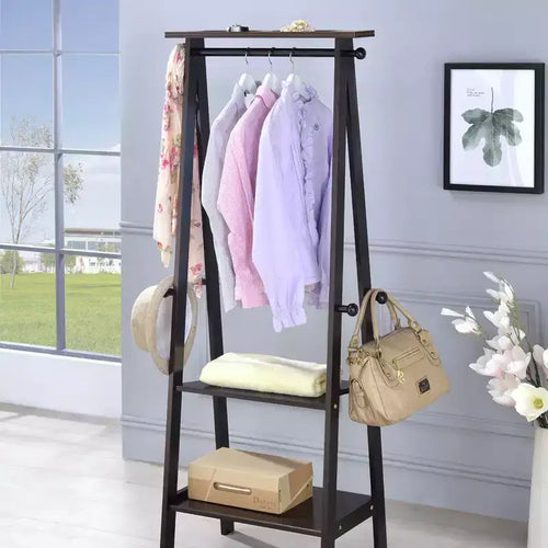 GDFStudio Chinedu Modern 59 Tall Wooden Coat Rack with 3 Open Shelves