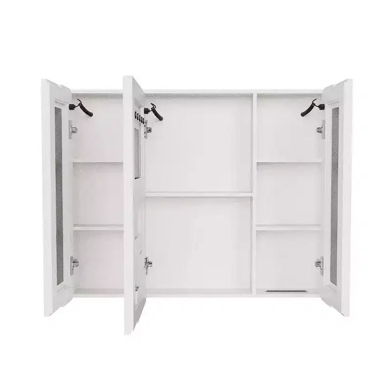 Pensile da bagno in alluminio a 3 ante con specchio, luce e sistema antiappannamento