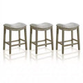 ROME + OAK Parker Backless Saddle Counter Stool, Reclaimed Oak, Grey, 3 Pack