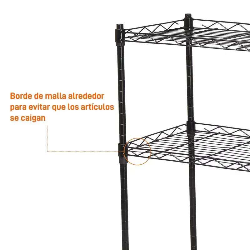 Scaffale portaoggetti nero in acciaio al carbonio regolabile a 5 ripiani