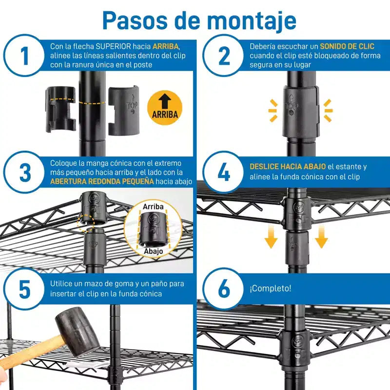 Scaffale portaoggetti nero in acciaio al carbonio regolabile a 5 ripiani