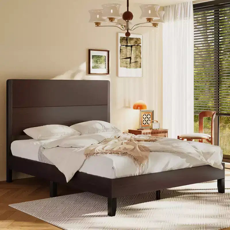 Struttura letto con testiera alta 50", Queen/King, Legno