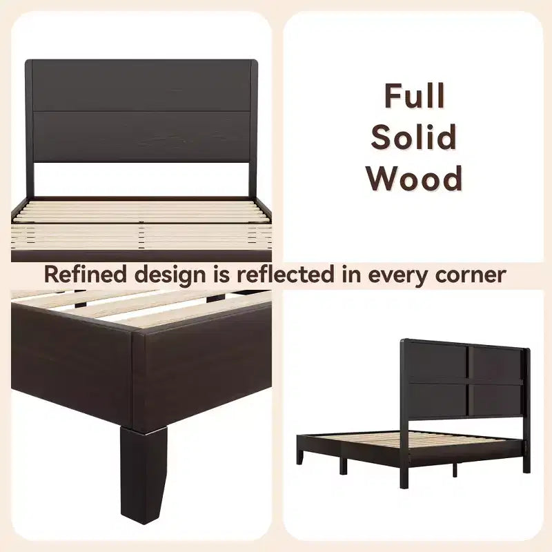 Struttura letto con testiera alta 50", Queen/King, Legno