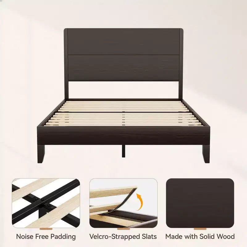 Struttura letto con testiera alta 50", Queen/King, Legno