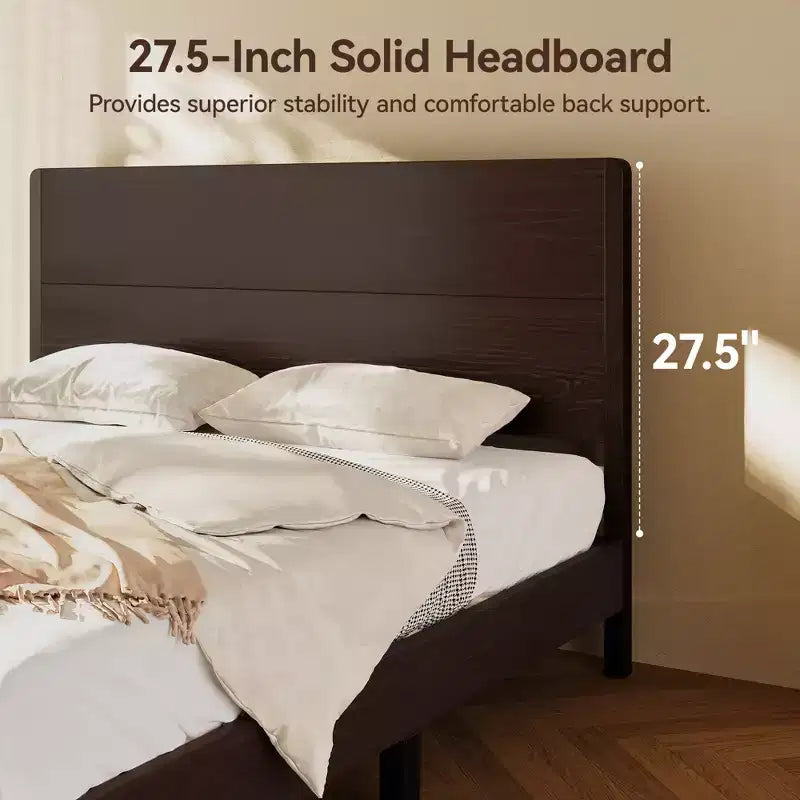 Struttura letto con testiera alta 50", Queen/King, Legno