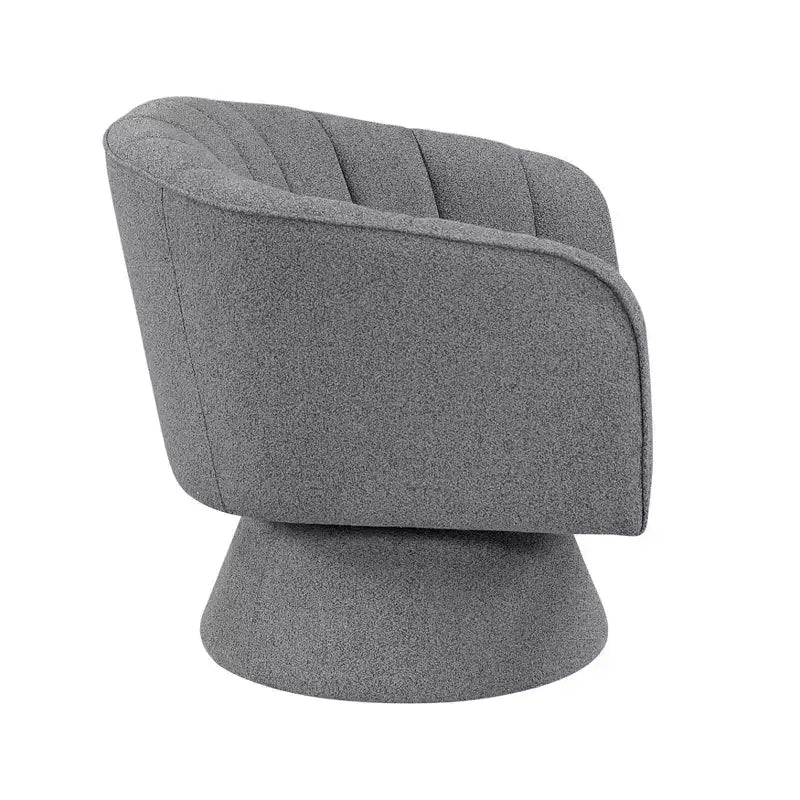 Poltrona girevole accentuata con schienale a botte, rivestimento in tessuto bouclé, beige/grigio scuro, 1 posto