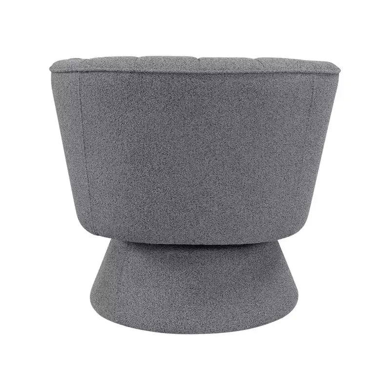 Poltrona girevole accentuata con schienale a botte, rivestimento in tessuto bouclé, beige/grigio scuro, 1 posto