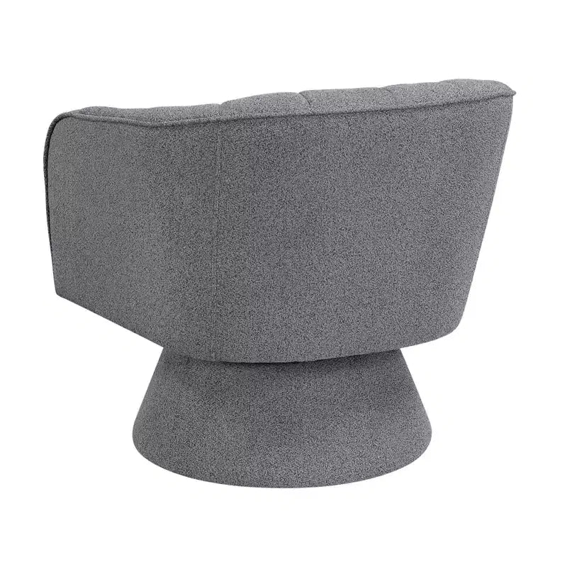 Poltrona girevole accentuata con schienale a botte, rivestimento in tessuto bouclé, beige/grigio scuro, 1 posto