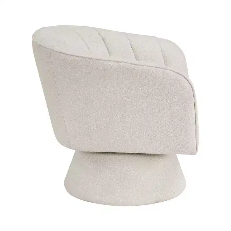 Poltrona girevole accentuata con schienale a botte, rivestimento in tessuto bouclé, beige/grigio scuro, 1 posto