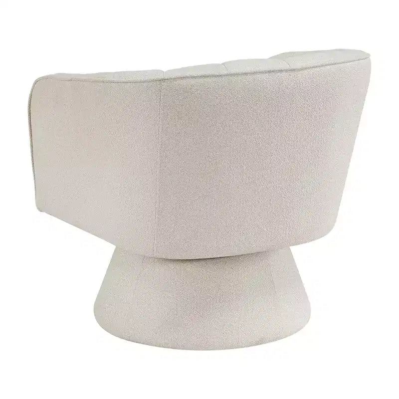 Poltrona girevole accentuata con schienale a botte, rivestimento in tessuto bouclé, beige/grigio scuro, 1 posto