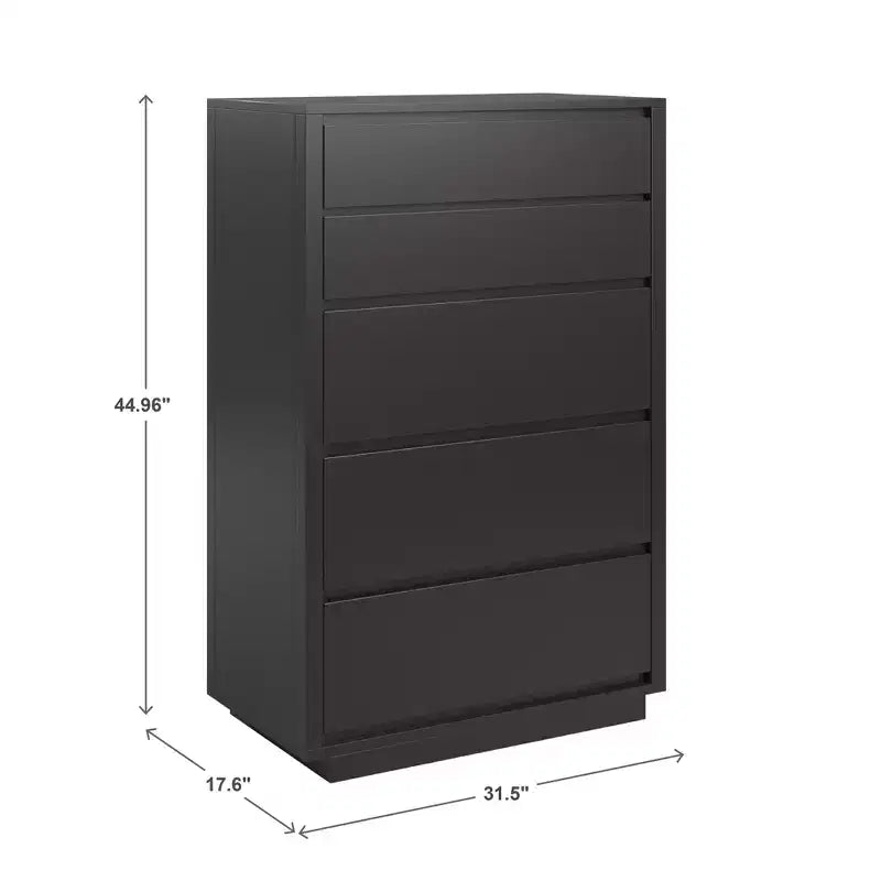 Cassettiera a 5 cassetti, Colore Nero / Naturale / Noce, Per adulti