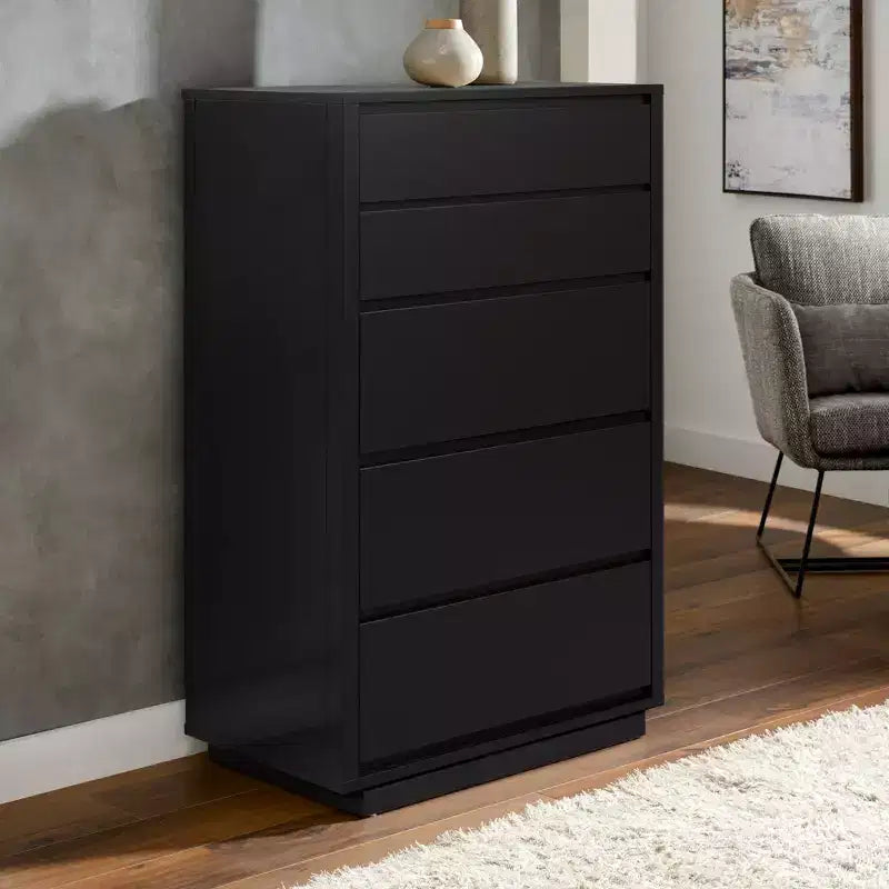 Cassettiera a 5 cassetti, Colore Nero / Naturale / Noce, Per adulti