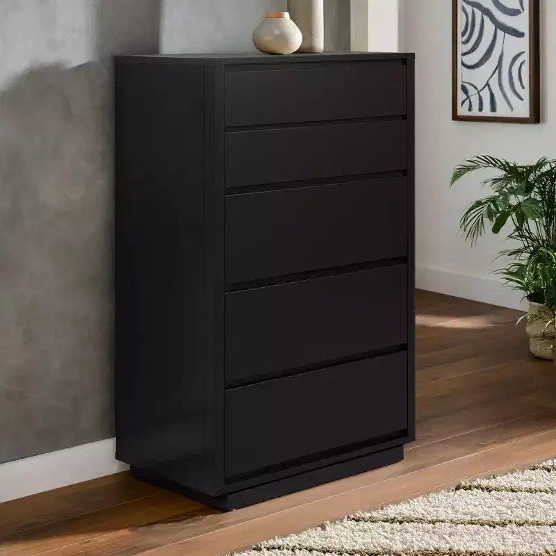 Cassettiera a 5 cassetti, Colore Nero / Naturale / Noce, Per adulti