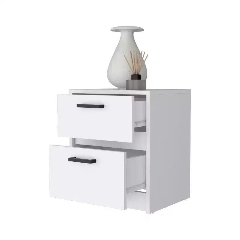 Comodino a 2 cassetti White Wood per Adulti